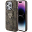 Guess Grip Stand 4G Triangle Strass dėklas iPhone 15 Pro – rudas -- iPhone 15 Pro