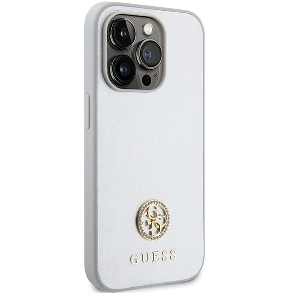 Guess dėklas iPhone 15 Pro – sidabrinis