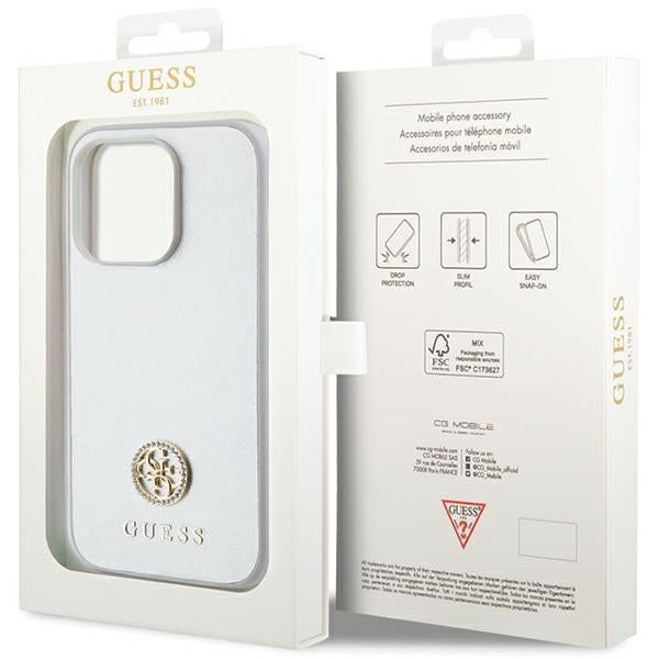 Guess dėklas iPhone 15 Pro – sidabrinis
