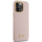 Guess silikoninis dėklas iPhone 15 Pro – rožinis