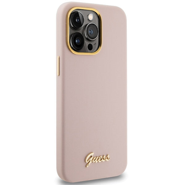 Guess silikoninis dėklas iPhone 15 Pro – rožinis