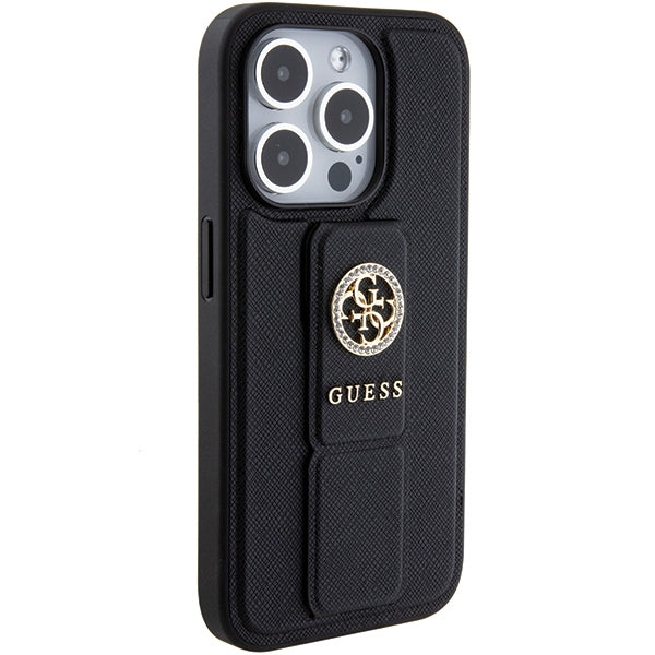 Guess dėklas iPhone 15 Pro Max – juodas su laikikliu