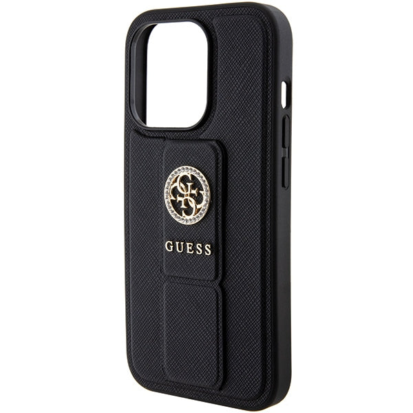 Guess dėklas iPhone 15 Pro Max – juodas su laikikliu