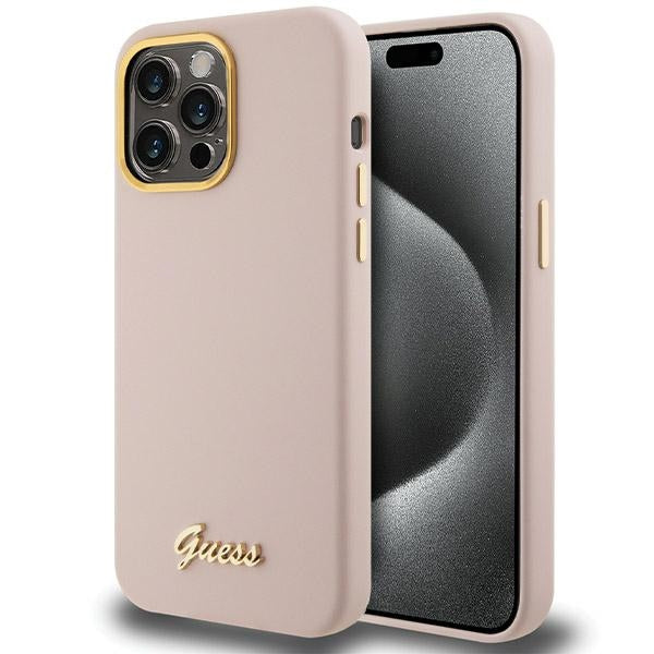 Guess silikoninis dėklas iPhone 15 Pro Max – rožinis