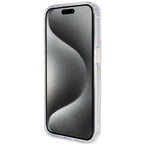 Guess MagSafe dėklas su žiedu iPhone 15 Pro – skaidrus