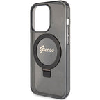 Guess MagSafe dėklas su žiedu iPhone 15 Pro – juodas