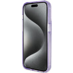 Guess MagSafe dėklas su žiediniu stovu iPhone 15 Pro – violetinis