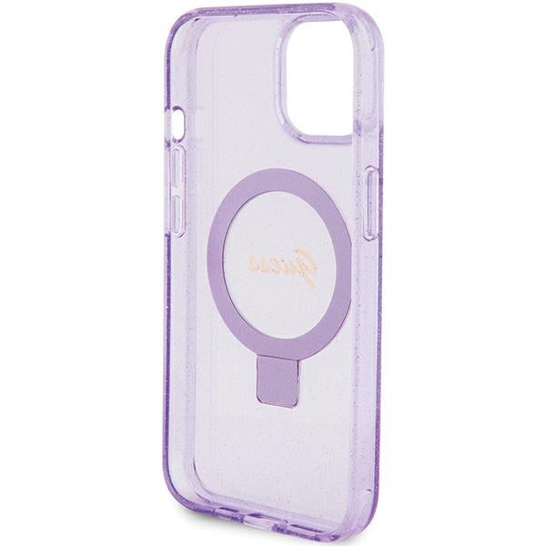 Guess MagSafe dėklas iPhone 15/14 Plus – violetinis