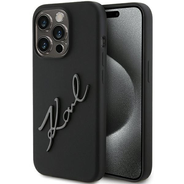 Karl Lagerfeld silikoninis dėklas iPhone 15 Pro – juodas