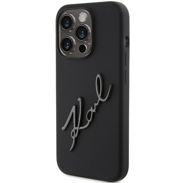 Karl Lagerfeld silikoninis dėklas iPhone 15 Pro – juodas