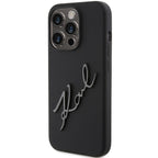 Karl Lagerfeld silikoninis dėklas iPhone 15 Pro – juodas