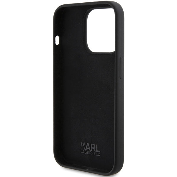 Karl Lagerfeld silikoninis dėklas iPhone 15 Pro – juodas