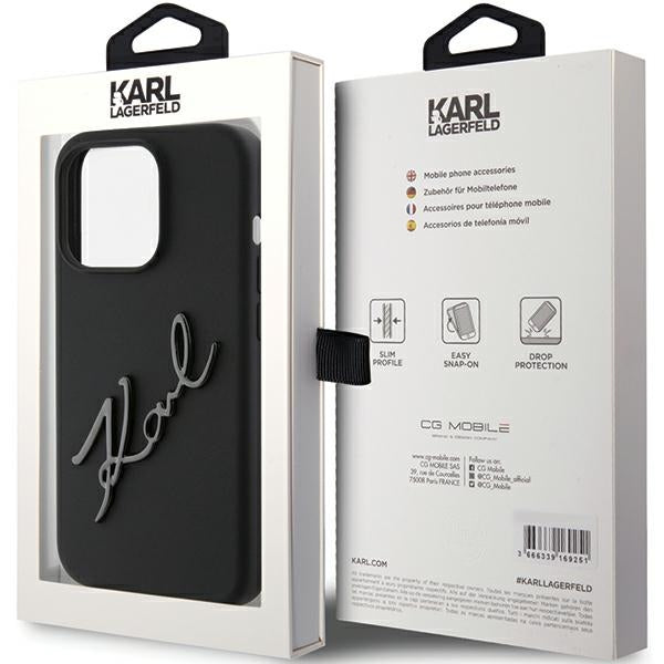 Karl Lagerfeld silikoninis dėklas iPhone 15 Pro – juodas