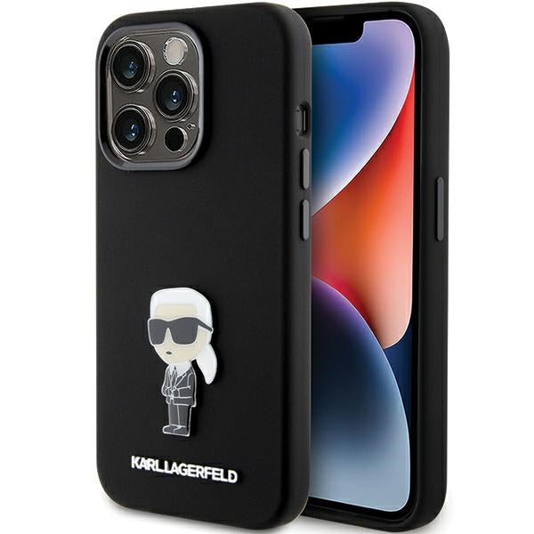 Karl Lagerfeld silikoninis dėklas iPhone 15 Pro – juodas
