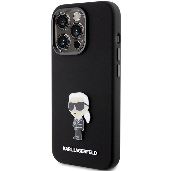 Karl Lagerfeld silikoninis dėklas iPhone 15 Pro – juodas
