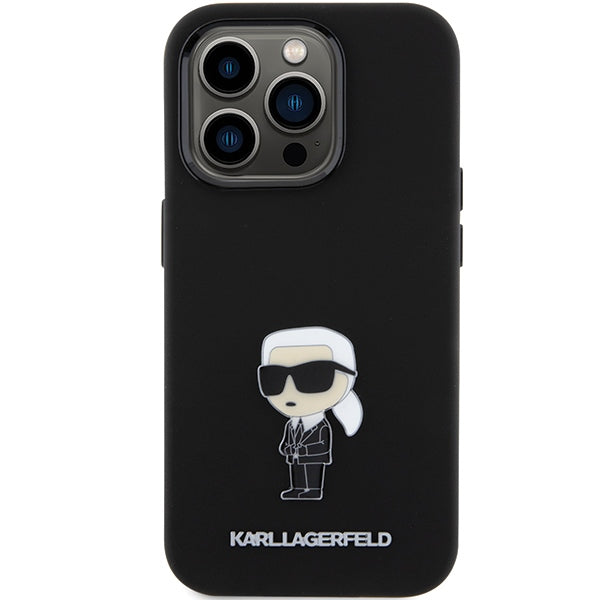 Karl Lagerfeld silikoninis dėklas iPhone 15 Pro – juodas