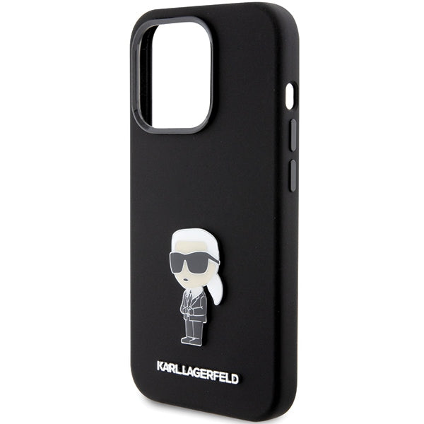 Karl Lagerfeld silikoninis dėklas iPhone 15 Pro – juodas