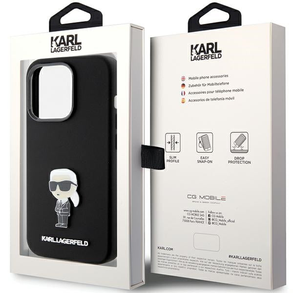 Karl Lagerfeld silikoninis dėklas iPhone 15 Pro – juodas