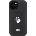 Karl Lagerfeld Gripstand dėklas iPhone 15 Plus / 14 Plus – juodas
