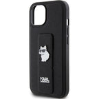 Karl Lagerfeld Gripstand dėklas iPhone 15 Plus / 14 Plus – juodas