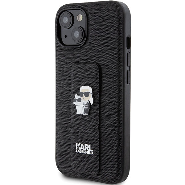 Karl Lagerfeld dėklas iPhone 15 – juodas su dirželiu