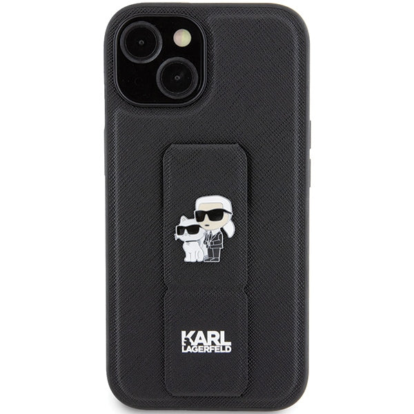 Karl Lagerfeld dėklas iPhone 15 – juodas su dirželiu