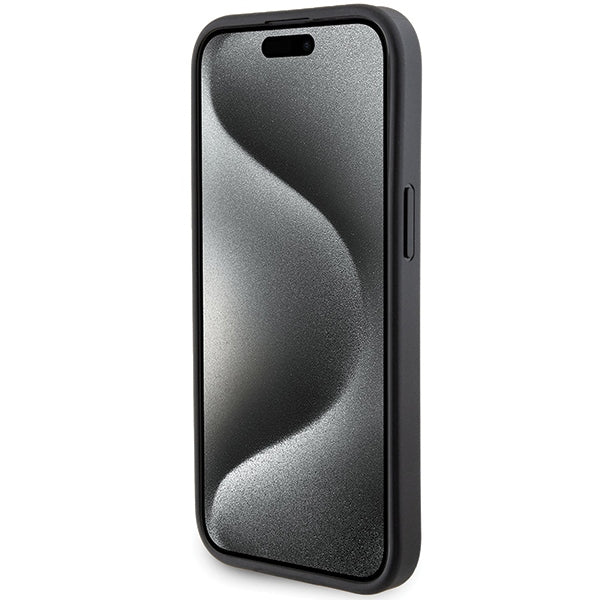 Karl Lagerfeld dėklas iPhone 15 – juodas su dirželiu