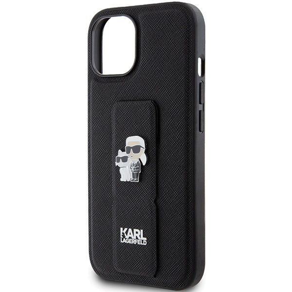 Karl Lagerfeld dėklas iPhone 15 – juodas su dirželiu