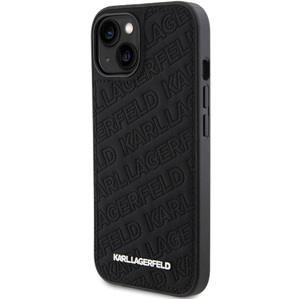 Karl Lagerfeld dėklas iPhone 15 – juodas, Quilted K