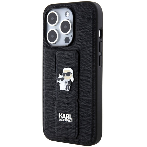 Karl Lagerfeld Gripstand dėklas iPhone 15 Pro Max – juodas