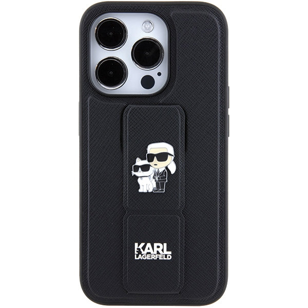 Karl Lagerfeld Gripstand dėklas iPhone 15 Pro Max – juodas