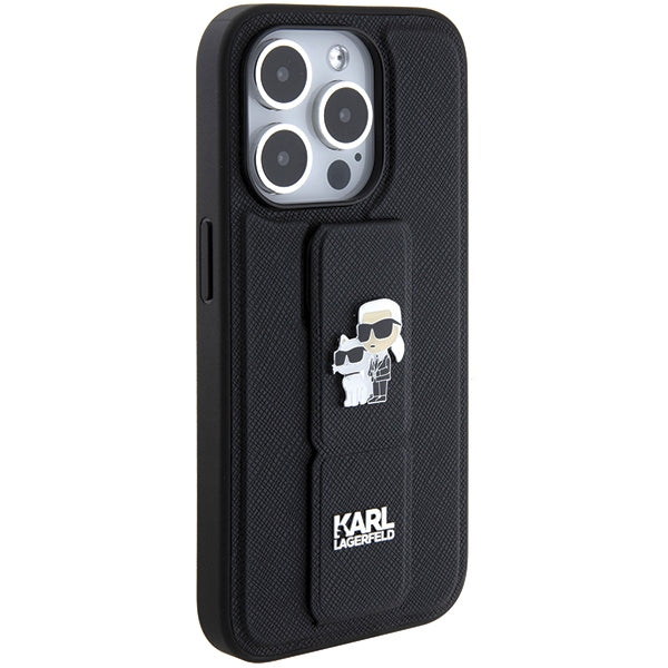 Karl Lagerfeld Gripstand dėklas iPhone 15 Pro Max – juodas