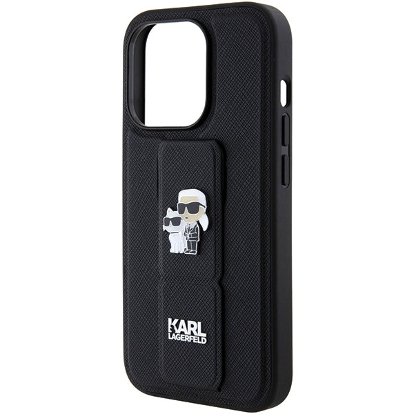 Karl Lagerfeld Gripstand dėklas iPhone 15 Pro Max – juodas