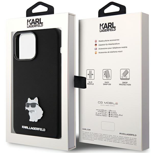 Karl Lagerfeld silikoninis dėklas iPhone 15 Pro Max – juodas