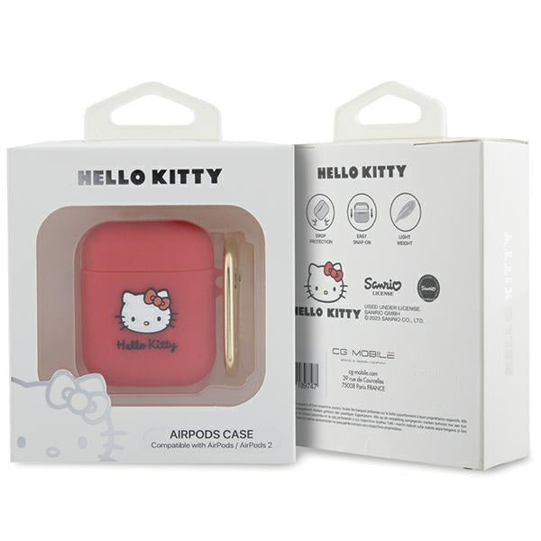 Hello Kitty silikoninis 3D dėklas AirPods 1/2 – fuksija
