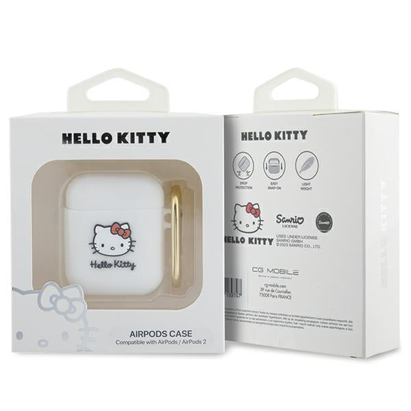 Hello Kitty silikoninis 3D dėklas AirPods 1/2 – baltas