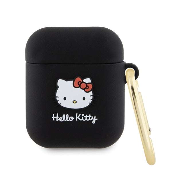 Hello Kitty silikoninis dėklas AirPods 1/2 – juodas