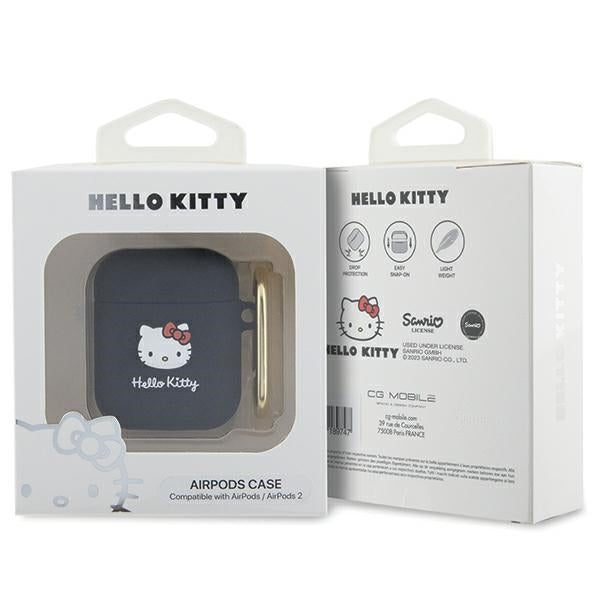 Hello Kitty silikoninis dėklas AirPods 1/2 – juodas