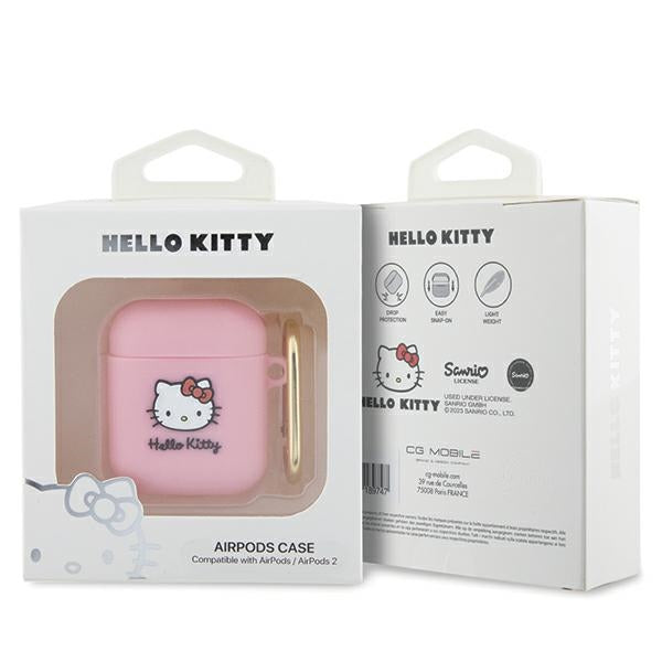 Hello Kitty silikoninis 3D dėklas AirPods 1/2 – rožinis