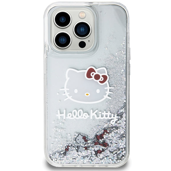 Hello Kitty Liquid Glitter dėklas iPhone 14 Pro – sidabrinis