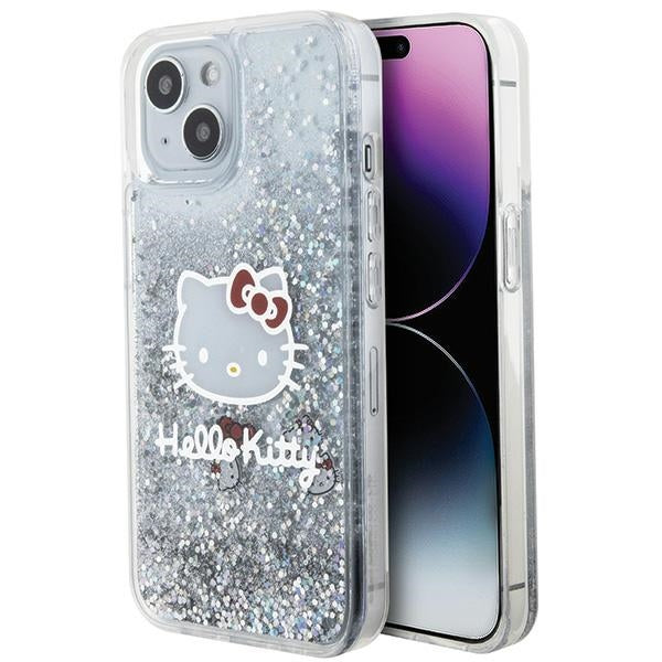 Hello Kitty dėklas iPhone 14 – sidabrinis, blizgučiai