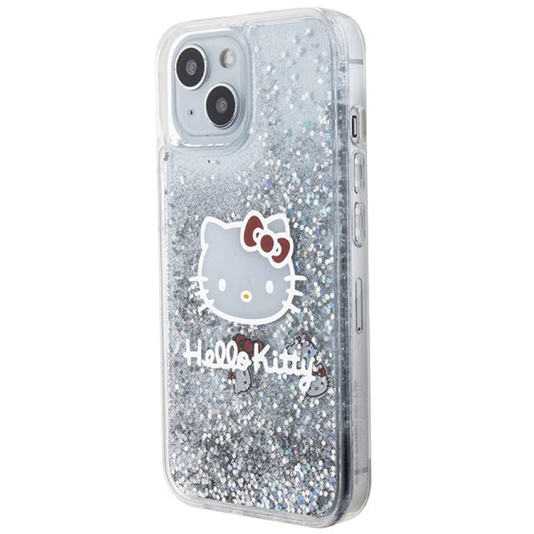 Hello Kitty dėklas iPhone 14 – sidabrinis, blizgučiai