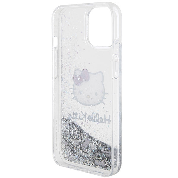 Hello Kitty dėklas iPhone 14 – sidabrinis, blizgučiai