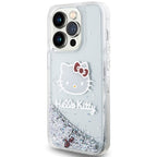 Hello Kitty blizgučių dėklas iPhone 15 Pro – sidabrinis