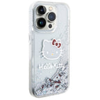 Hello Kitty blizgučių dėklas iPhone 15 Pro – sidabrinis
