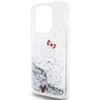 Hello Kitty blizgučių dėklas iPhone 15 Pro – sidabrinis