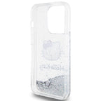 Hello Kitty blizgučių dėklas iPhone 15 Pro – sidabrinis