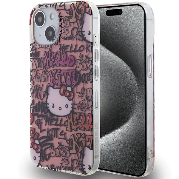 Hello Kitty IML Tags Graffiti dėklas iPhone 15 – rožinis -- iPhone 15