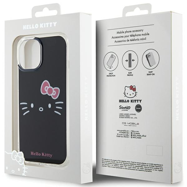 Hello Kitty dėklas iPhone 15 – juodas (IML)
