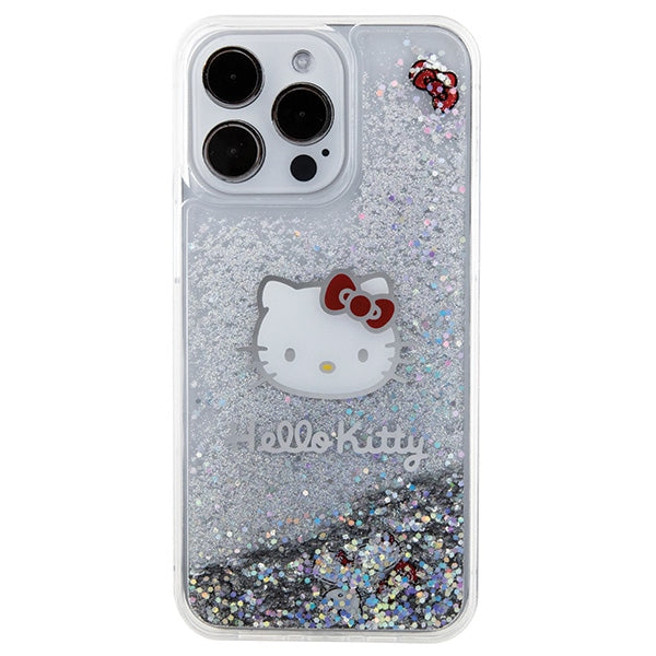Hello Kitty blizgučių dėklas iPhone 15 Pro Max – sidabrinis